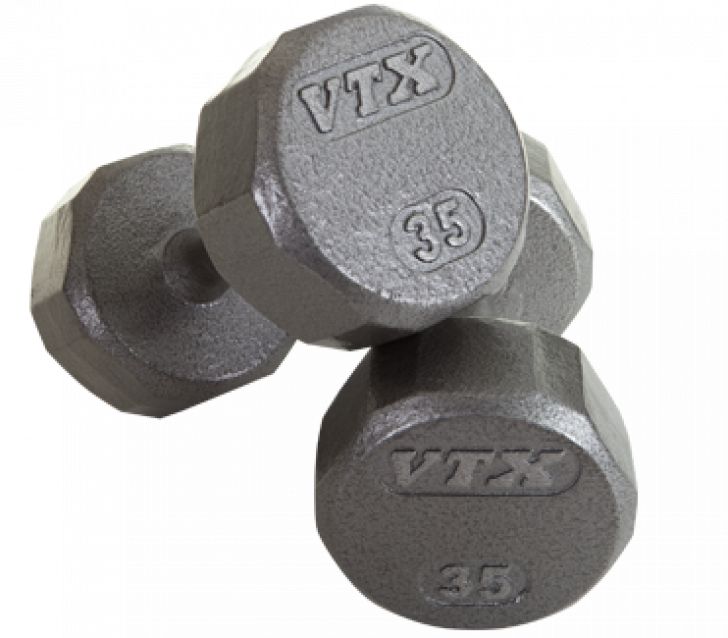 Image of 12 Sided Solid Gray Dumbbells - 60lbs